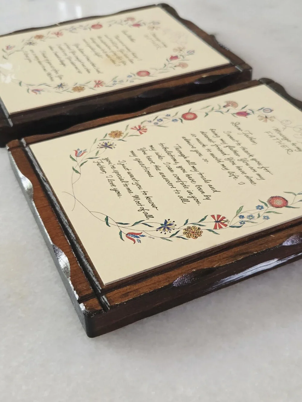 Vintage Wooden Wall Plaques Featuring Sentimental 